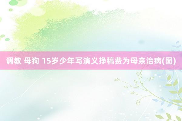 调教 母狗 15岁少年写演义挣稿费为母亲治病(图)