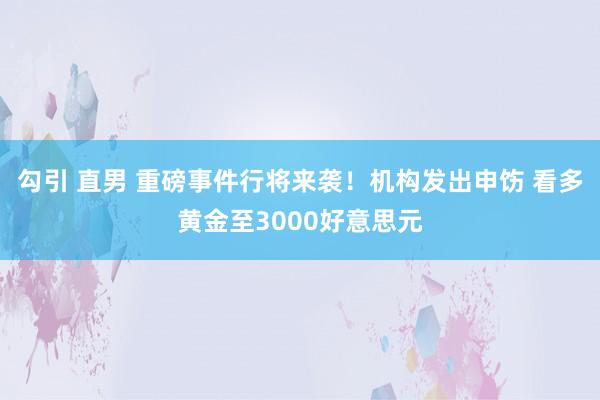 勾引 直男 重磅事件行将来袭！机构发出申饬 看多黄金至3000好意思元