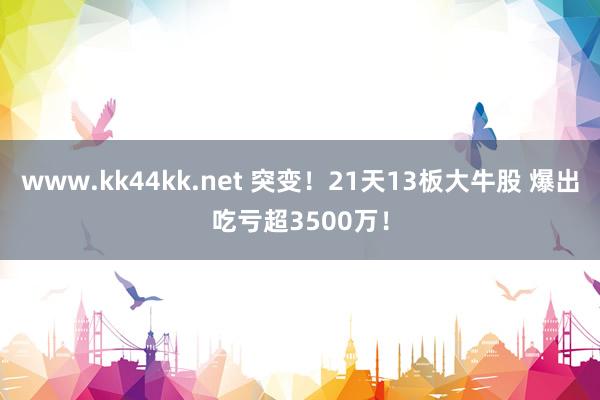 www.kk44kk.net 突变！21天13板大牛股 爆出吃亏超3500万！