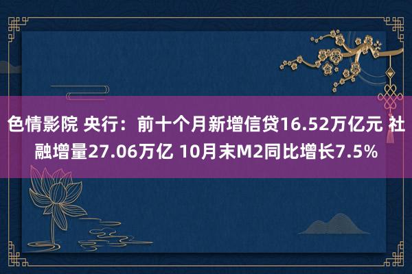 色情影院 央行：前十个月新增信贷16.52万亿元 社融增量27.06万亿 10月末M2同比增长7.5%