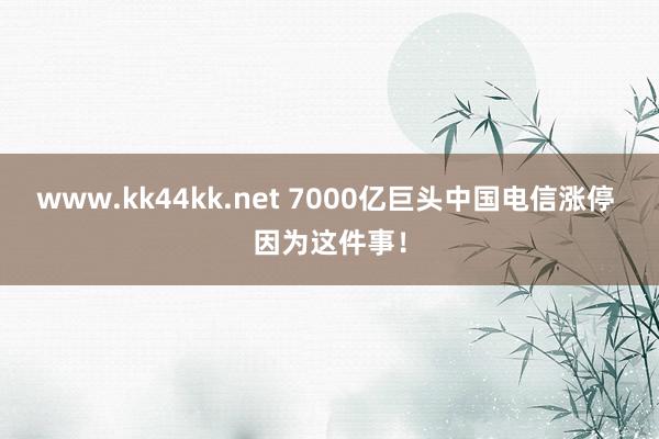 www.kk44kk.net 7000亿巨头中国电信涨停 因为这件事！